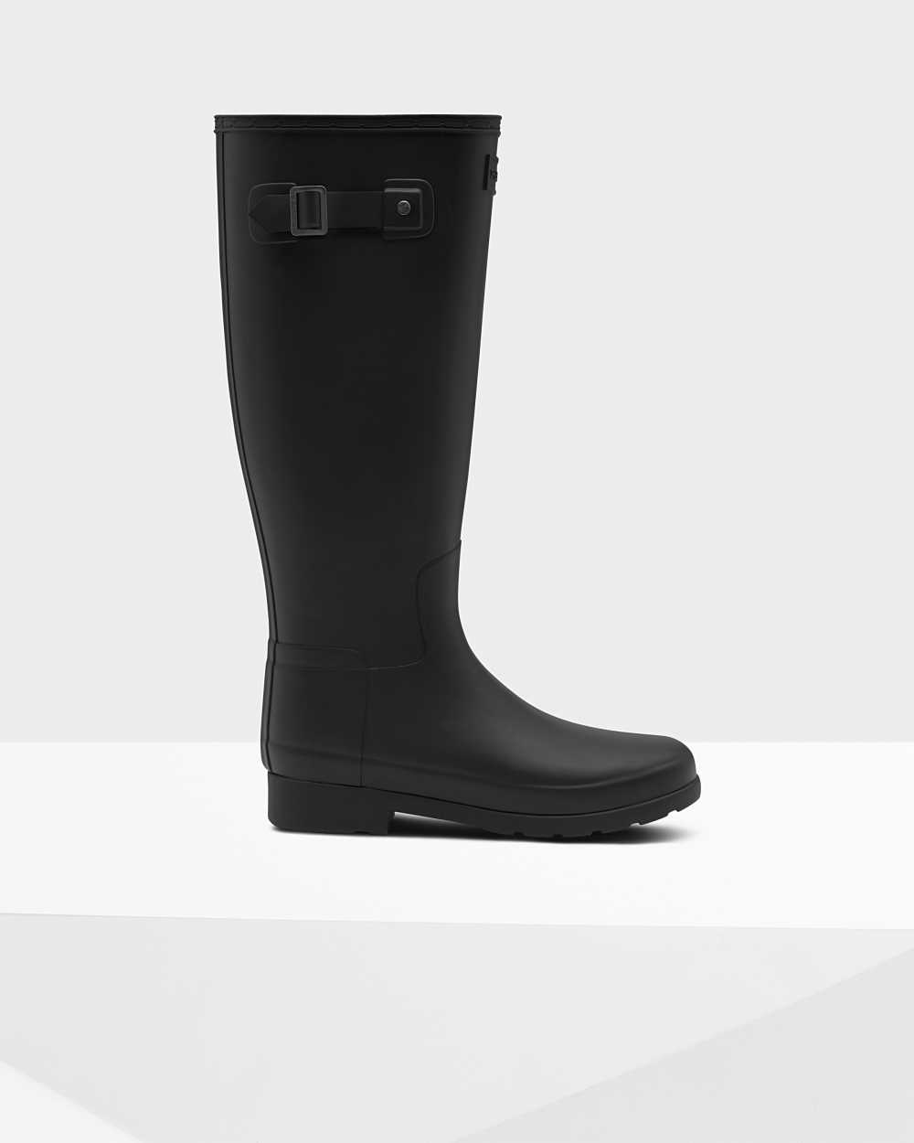 Botas De Agua Mujer - Hunter Original Refined Tall Negras - HTVPNQ-972 - Negras